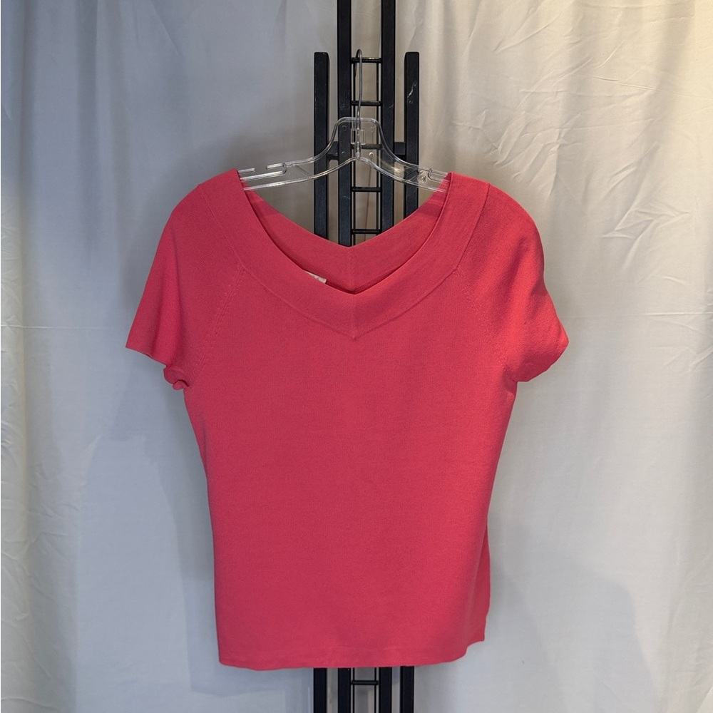 Talbots Coral Shortโ Sleeve V-Neck Top (Vintage)